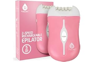 Pursonic Fe120P Cordless Epilator with 40 Tweezers - Rechargeable 2 Speed Epilators Hair Removal for Women - Compact Hair Removal Device for Arms, Legs, Underarms & Bikini Area (Pink)