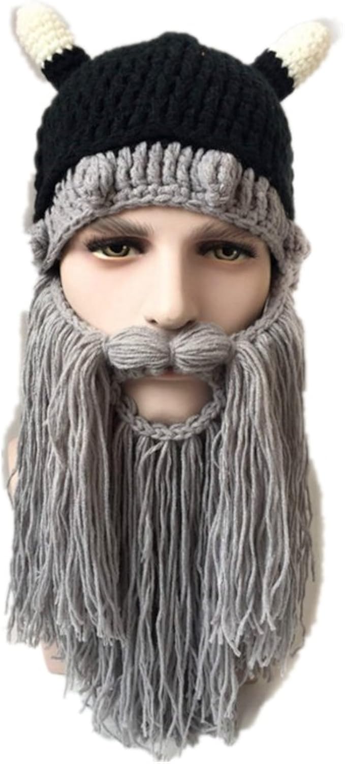 Amazon Co Jp Rライブメンズビーニーbeard Hats Viking Horns防風暖かいニット帽子キャップ Us サイズ M カラー グレイ 服 ファッション小物