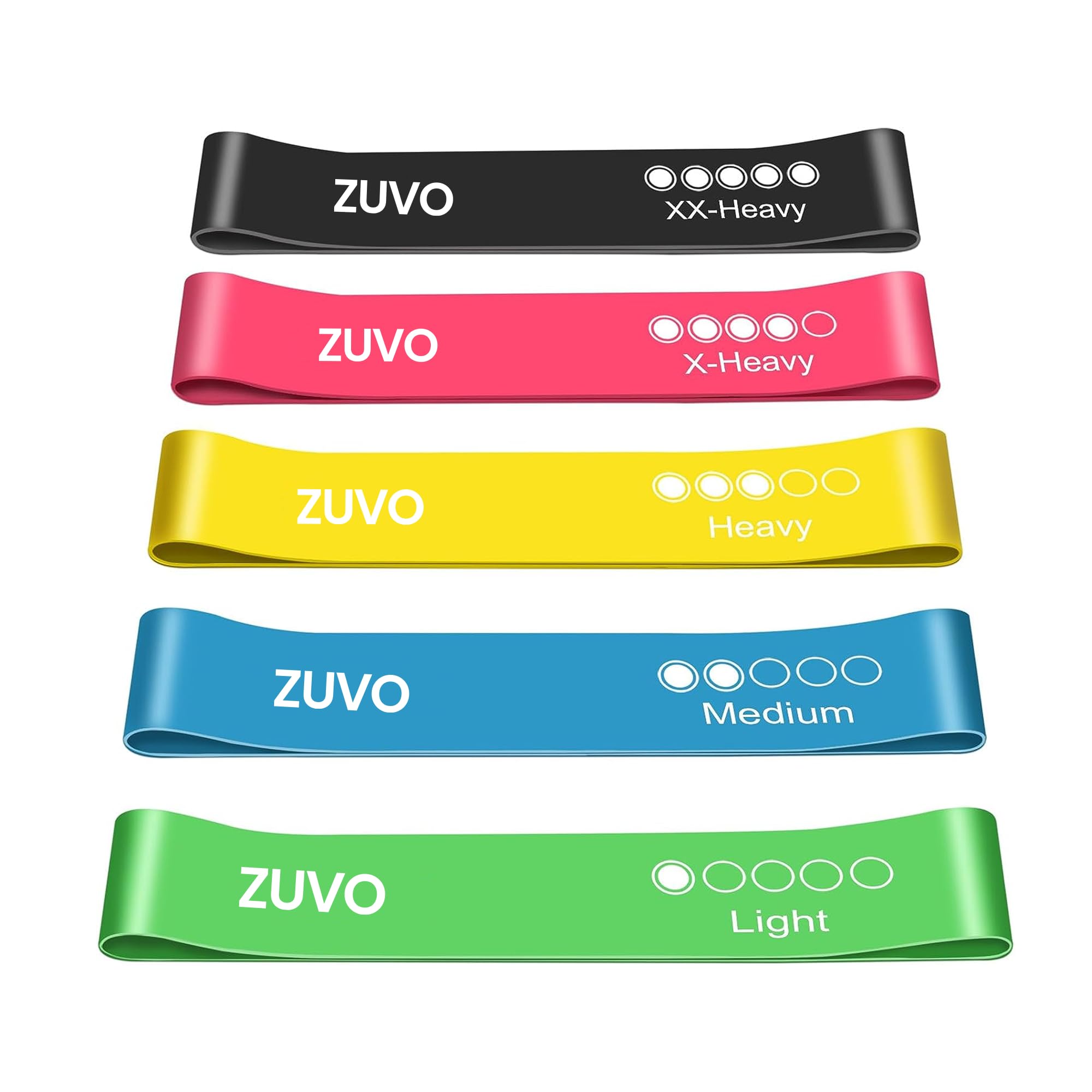 Resistance Bands Women & Men - Set of 5 - Perfect Gym Equipment - Skin-Friendly Resistance Bands with 5 Levels of Resistance Check - Zuvo, Black