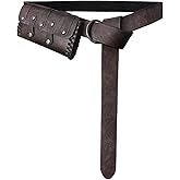 HiiFeuer Medieval Faux Leather Belt Bag with O Ring Belt, Renaissance Cosplay Belt Pouch, Portable Phone Bag for Ren Faire (Dark Brown A)