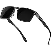 ATTCL Luxury Polarized Sunglasses Men Driving: Lightweight Rectangular Metal Frame Premium Fiber Temples UV Protection Travel