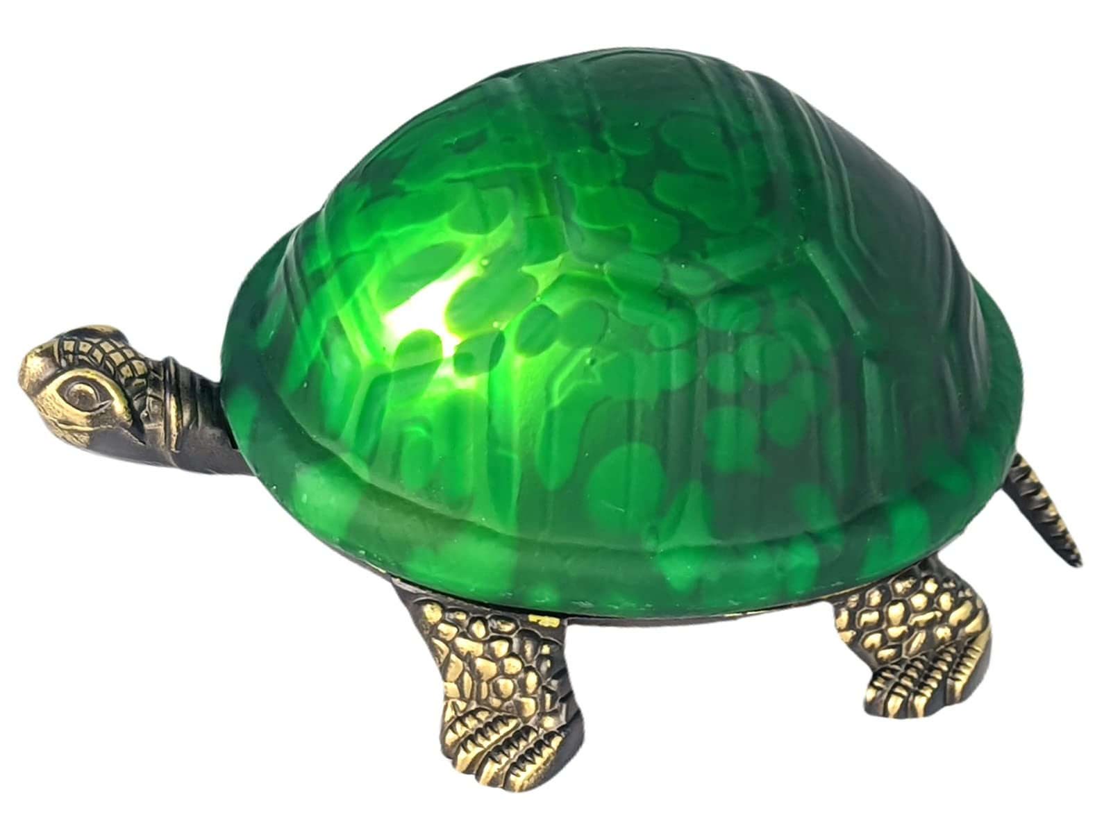 20.3cm Turtle/Tortoise Design Mottled Green Stained Glass Tiffany Look Table Nightlight Lamp