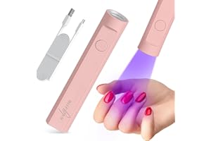 mlogiroa Mini UV Light for Nails - UV Light for Gel Nails Handheld Portable Led Nail Lamp Cordless Nail Dryer for Curing Gel Polish USB Nail Light Fast Curing for Home DIY Manicure（Pink）