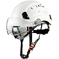 SAFEBUILDER Construction Safety Helmet with Build-in Visor ABS Hard Hat with Visor Adjustable Ventilation Hardhats Work Head Protection ANSI/ISEA Z89.1