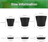 KINGLAKE 8Pcs 4 Inch Black Plastic Plant Pots with Drainage Holes and Trays view 2