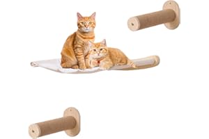 MDKABA Cat Hammock Bed Wall Mounted Shelf with Two Steps - Cat Wall Shelves and Perches for Sleeping, Playing, Climbing, and Lounging - Modern Furniture for Large Cats or Kitty