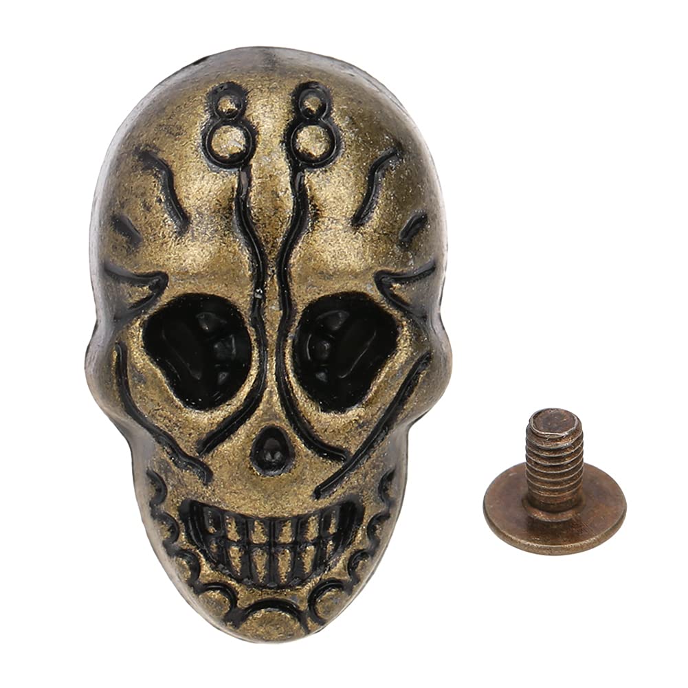 HEEPDD 20PCS Skeleton Ghost Rivet, Skull Crossbone 3D Ghost Rivet Stud Punk Decorative Buttons with 20Pcs Screws for Bag Leather Belt DIY Craft Making15.66 * 25.24mm(Bronze)