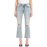 DAZE Women's Shy Girl High Rise Crop Flare Denim Jeans (Austin Distressed, 31)