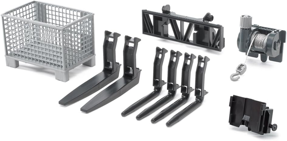 Bruder Pallet, Cable Winch and Forks Accessory Set, Black, 1:16 - Image 4