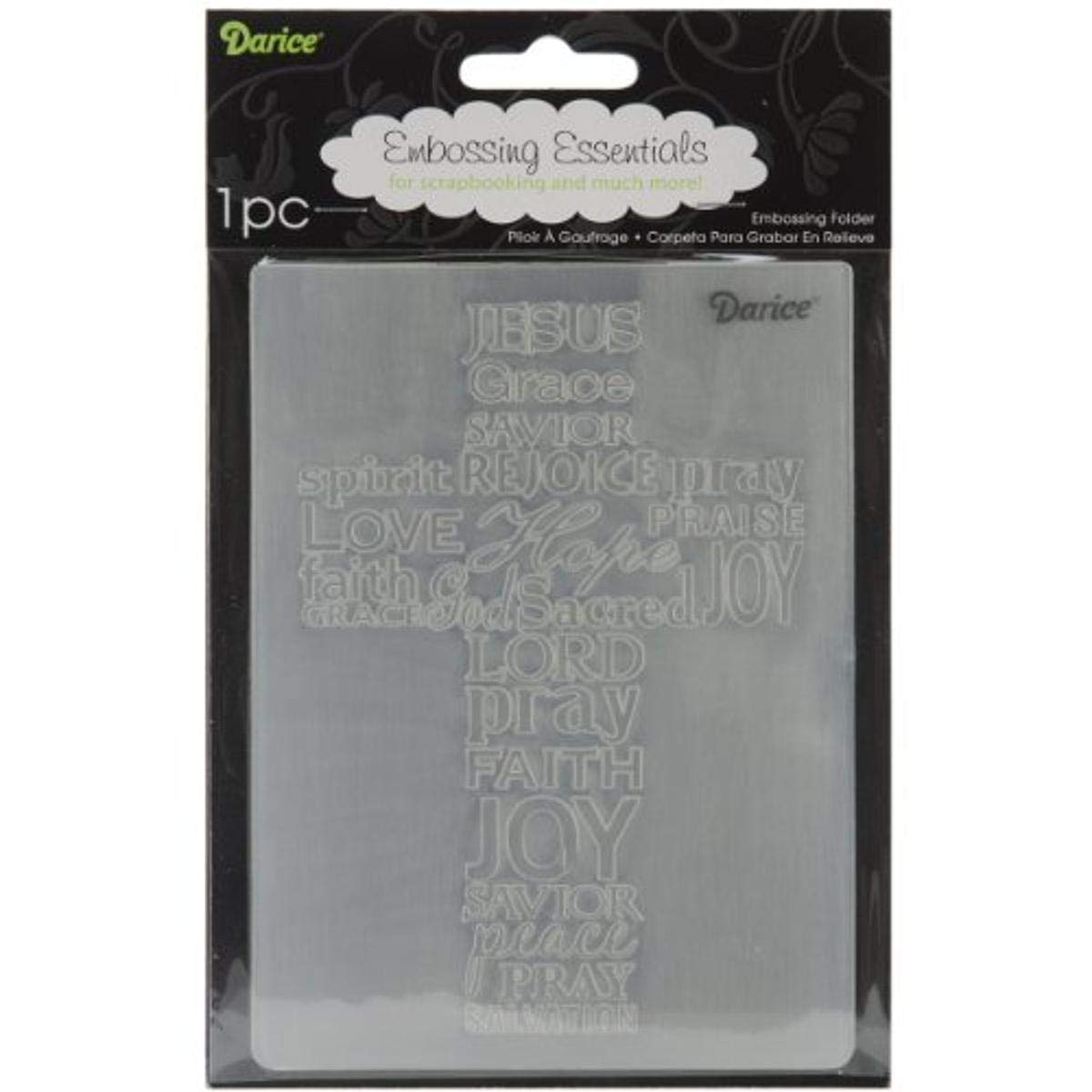 Darice Plastic Embossing Folder 4.25-inch x 5.75-inch-Cross W/Words