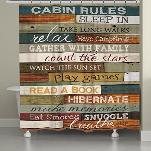 Laural Home CR72SC Cabin Rules Shower Curtain,Brown