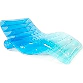 FUNBOY Giant Inflatable Luxury Tri-Color Chaise Lounger, Chair Pool Float for Adults, Transparent Blue Material, Perfect for a Summer Pool Party