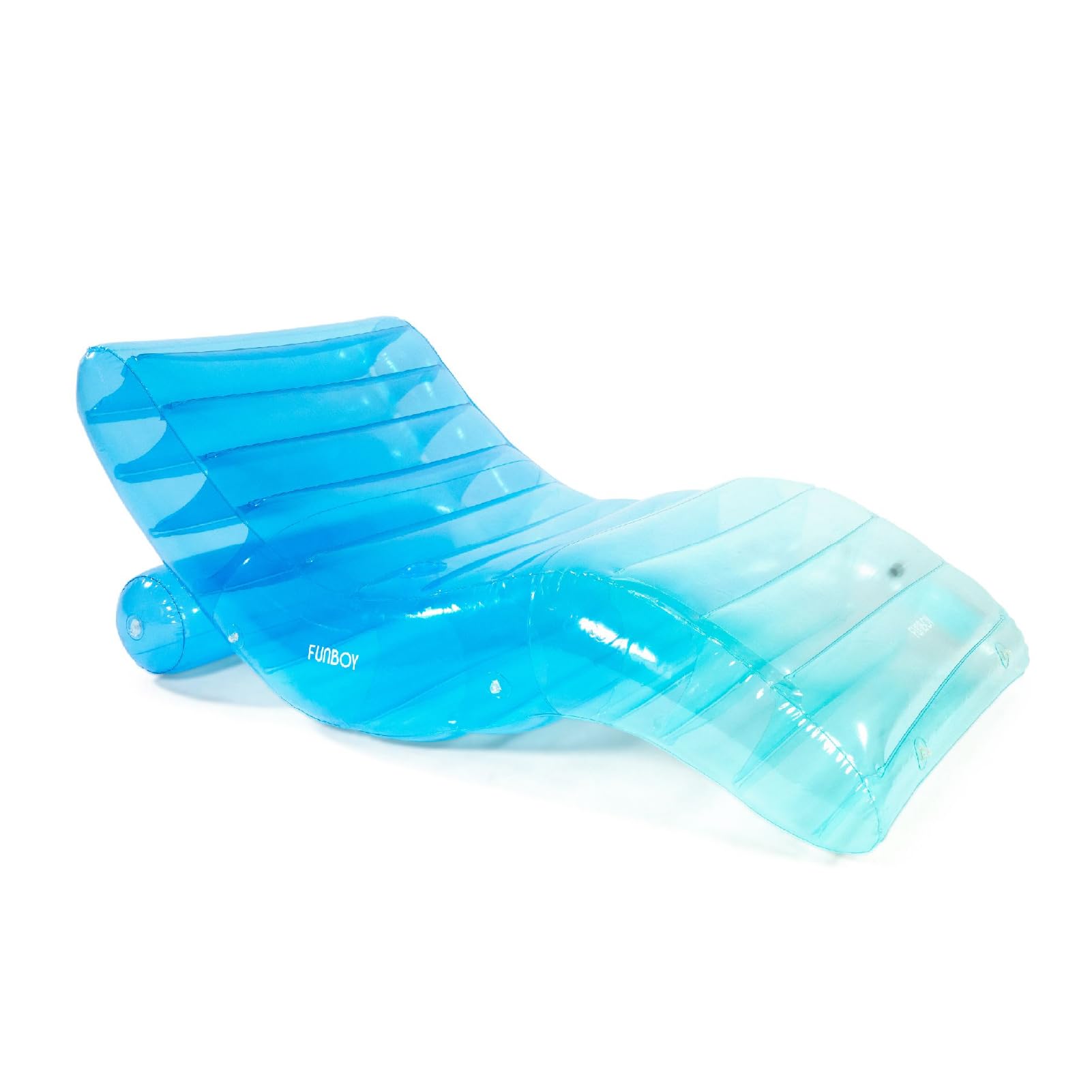 Photo 1 of FUNBOY Giant Inflatable Luxury Tri-Color Blue Chaise Lounger, Chair Pool Float for Adults, Transparent Blue Material, Perfect for a Summer Pool Party