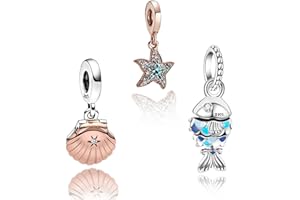 MGIUL 925 Sterling Silver Charms for Bracelets Necklaces,Sea Turtle Crab Chameleon Camera Heart Map Compass Passport Pendants Beads,Safety Chain Clip Charm Jewelry Gift for Women Girls at Christmas,Mother's Day,Birthday