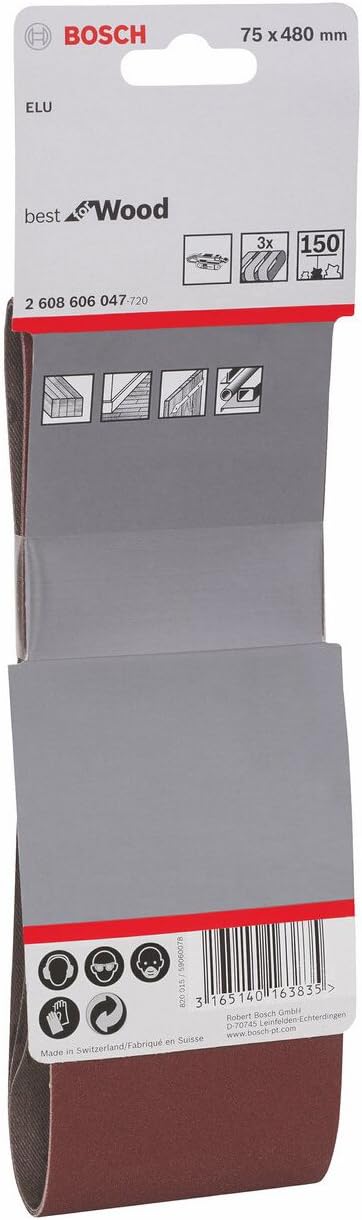 Bosch 3X PRO Paint on Wood and Hardwood X440 Sanding Belt for Sanders (for Paint on Wood Hardwood, 75 x 480 mm, Grit 150 - Image 4