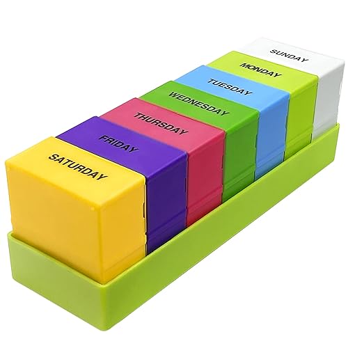 Weekly Pill Organizer - 4 Times Daily AM PM Medication Reminder Box