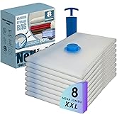 Nellivia 8 Mega Jumbo XXL Vacuum Storage Bags with Pump, Supersized Compression Space Saver for Comforter, duvet, Bedding, Blanket storage, Vacuum Seal Bags for Clothing, Durable Safe Poly Material