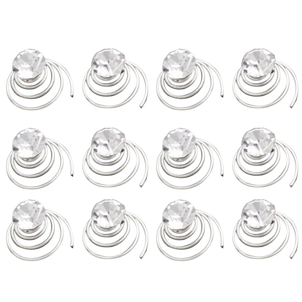 Bluelans® 12 X Spiral Twist Crystal Bridal Wedding Clip Hair Pins