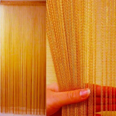 Amazon Kj ストリングカーテン 高さ 0cm 横 100cm フリンジ ひものれん ゴールド のれん オンライン通販