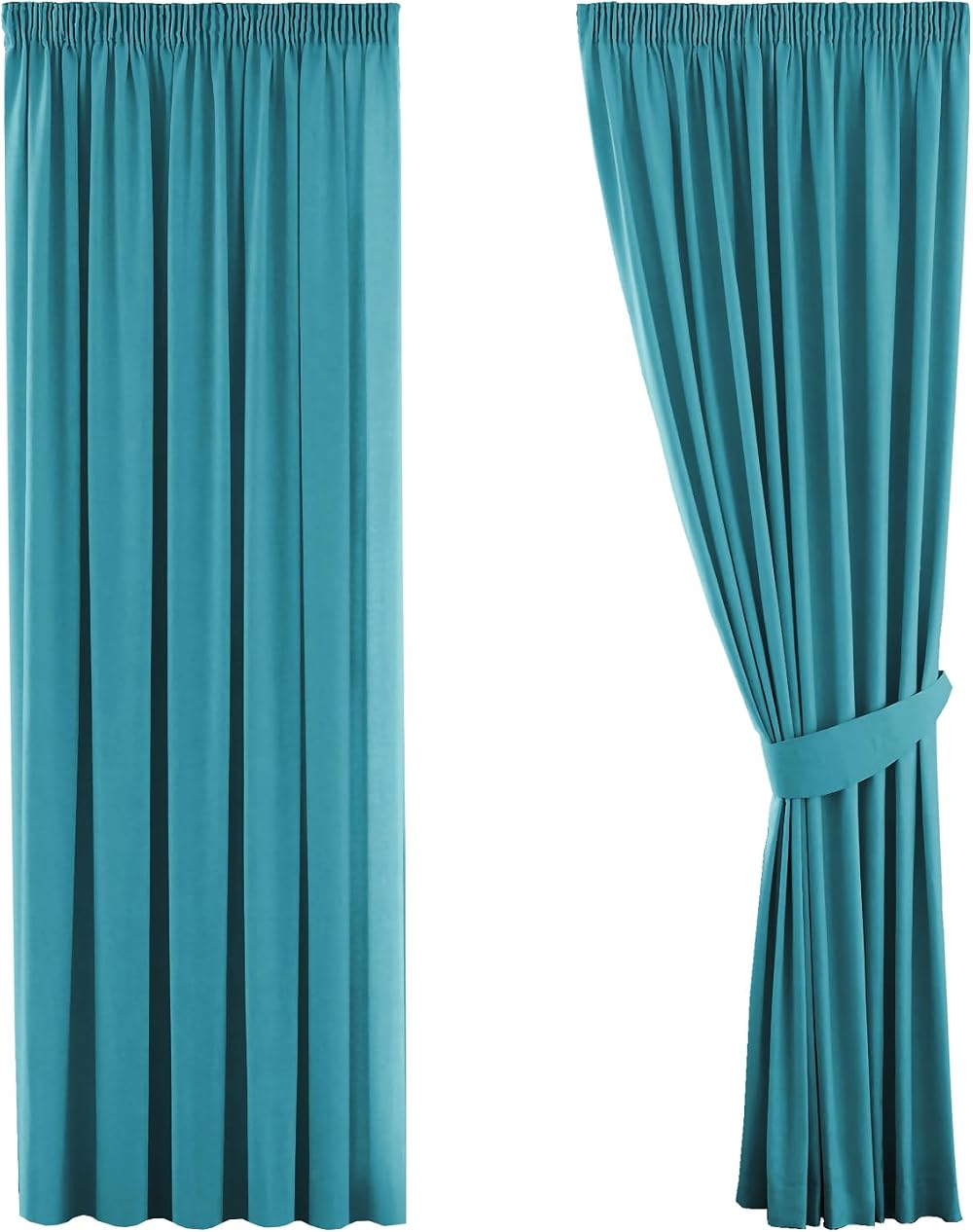 H.Versailtex Blackout Pencil Pleat Window Curtains 66x72 2 Panels Teal