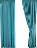 H.Versailtex Blackout Curtains 2 Panels 66 x 54 Teal with Tiebacks