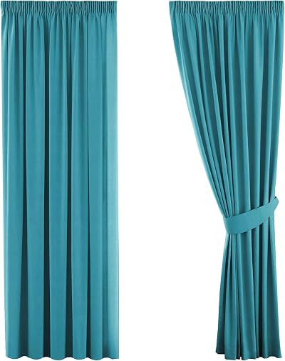 H.Versailtex Blackout Pencil Pleat Window Curtains 66x72 2 Panels Teal