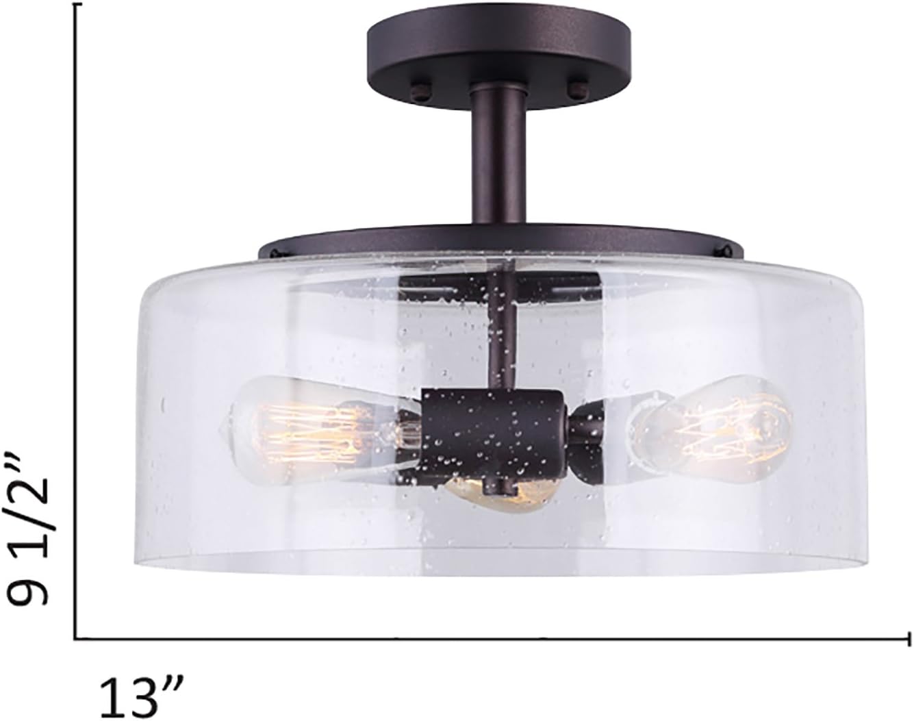 Canarm LTD ISF633A03ORB Nash 3 Bulb Semi-Flush Mount, Oil Rubbed Bronze with Seeded Glass, 3 Light - - 