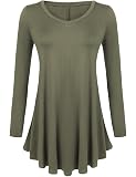 Sherosa Women's V-Neck Long Sleeve Tunic Top - Flowy Loose Casual Shirt
