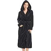 Inner Wish Women Hooded Plush Robe, Fleece Cozy Warm Bathrobe