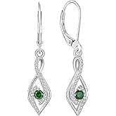 FATACI Women Earrings, 925 Sterling Silver 5A Cubic Zirconia Infinity Dangle Drop Earrings with Birthstone for Her Mom Mother Wife Jewelry Gifts