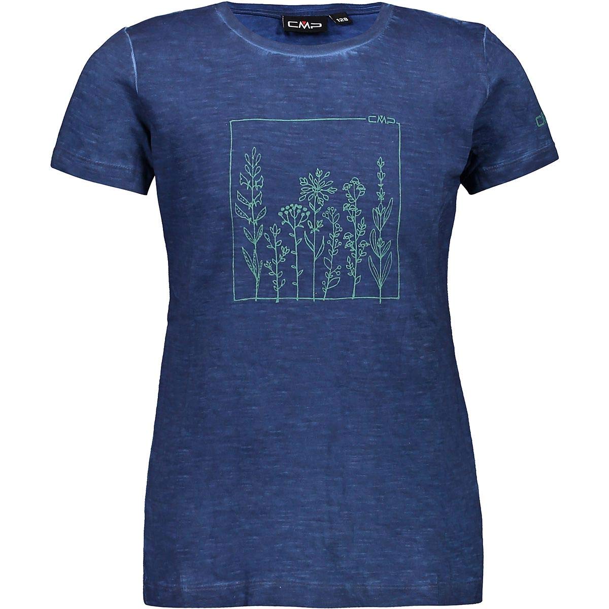 CMP Girls' T-Shirt Jersey 100% Cotone, Blue, 110