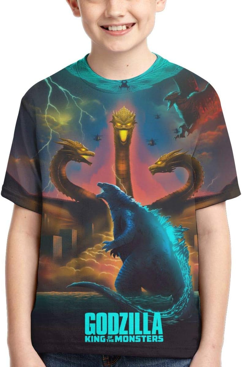 Boys Girls Godzilla 2 King of Monsters 3D Printed Short Sleeves T Shirt Fashion Youth Tee Shirts