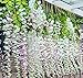 e-joy 24 Piece Realistic Artificial Silk Wisteria Vine Ratta Silk Hanging Flower Plant for Home Party Wedding Decor and Other Various Events, Each White