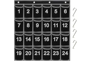 Eamay 24 Numbered Classroom Pocket Charts for Cell Phones and Calculators Holder Wall Door Mount Hanging Organizer