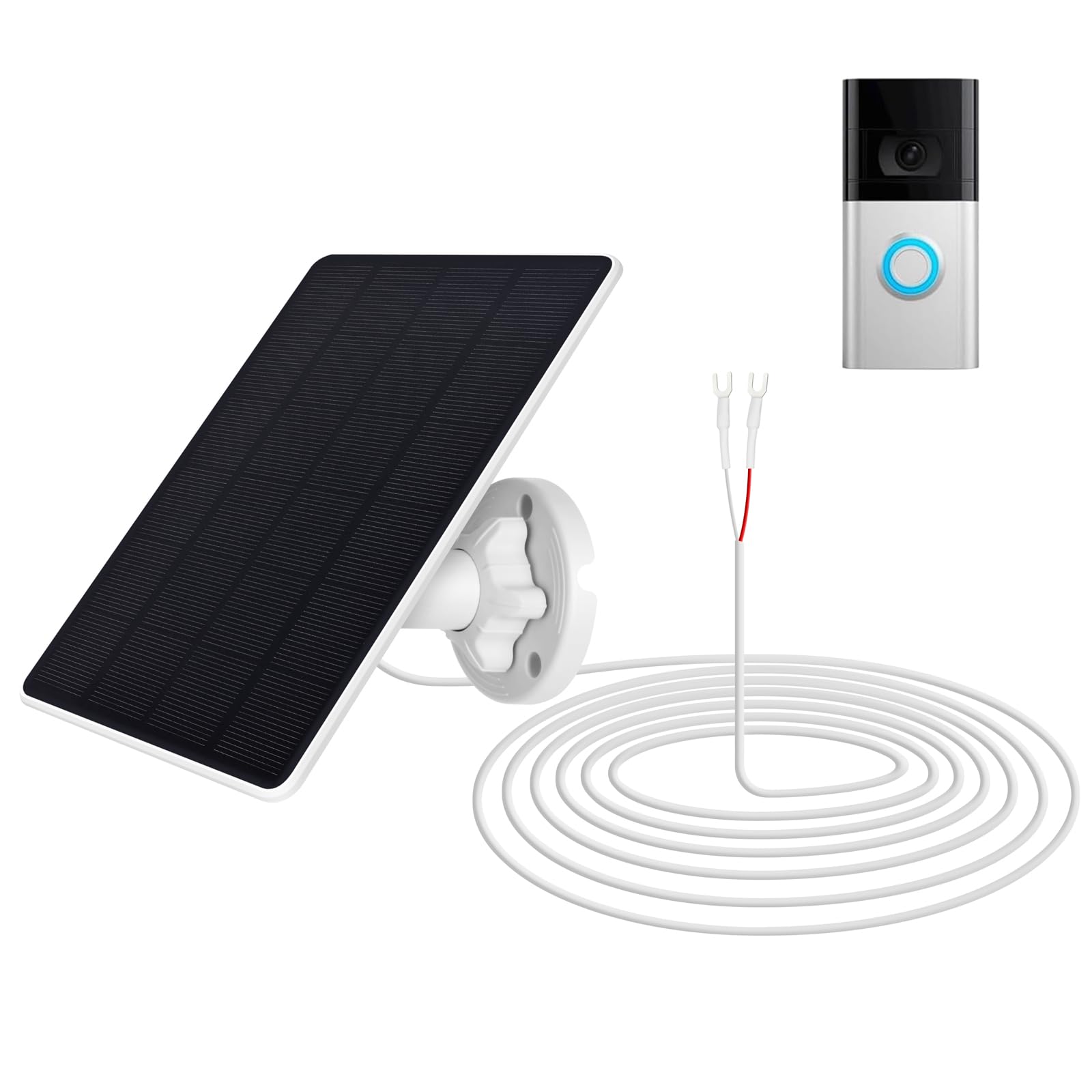 Photo 1 of Solar Panel Charger for Ri ng doorbell Camera, Compatible with Ring Video Doorbell 3/3+/4, Battery Video Doorbell Plus, Not for Ring Video Doorbell 2, Waterproof, 6W Fast Charging (1Pack)