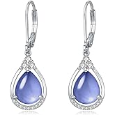 Sterling Silver Birthstone Earrings AAAAA Cubic Zirconia Teardrop Dangles Jewelry Gifts for Women