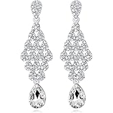 JWICOS Crystal Rhinestones Chandelier Teardrop Dangle Earrings for Women Prom Wedding Bridal Earrings in Silver Tone for Brides Bridesmaid
