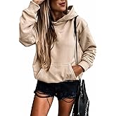 SHEWIN Women's Casual Hoodies Long Sleeve Solid Lightweight Pullover Tops Loose Sweatshirt with Pocket