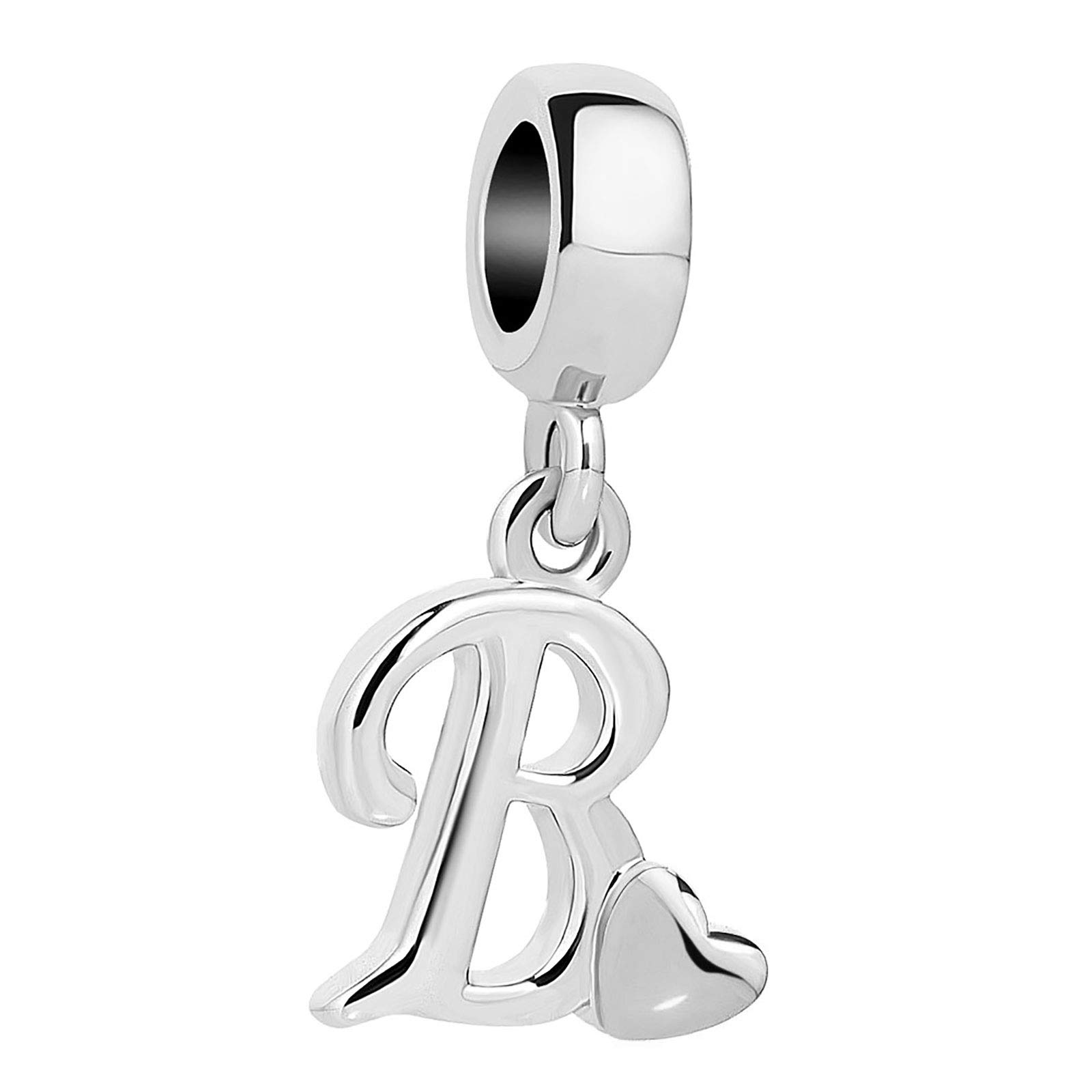 KunBead Jewelry Letter B Initial Charms Love Heart Mum Daughter Birthstone Dangle Charms for Bracelet Necklace