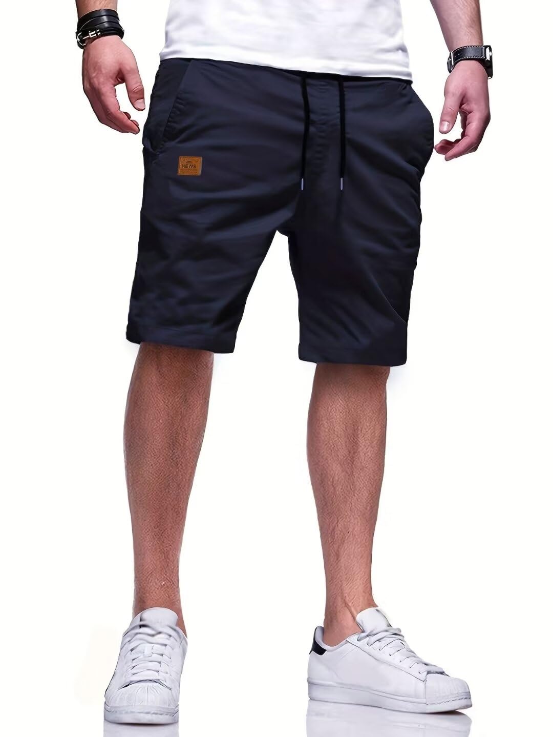 Tansozer Kurze Hosen Herren Shorts Herren Bermuda Sommer Shorts Leicht Atmungsaktiv Chino Shorts Elastische Taille Freizeithose Kurze Hose Männer Baumwolle Stretch Shorts mit Taschen DarkBlue L