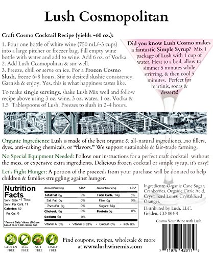 Lush Wine Mix - Organic Mix for Wine Slushies & Simple Syrup Cocktails (Spring & Summer 6-pack - Original, Sangria, Moscow Mule, Strawberry Basil Lemonade, Ginger Hibiscus, Cosmo) - Thumbnail 7