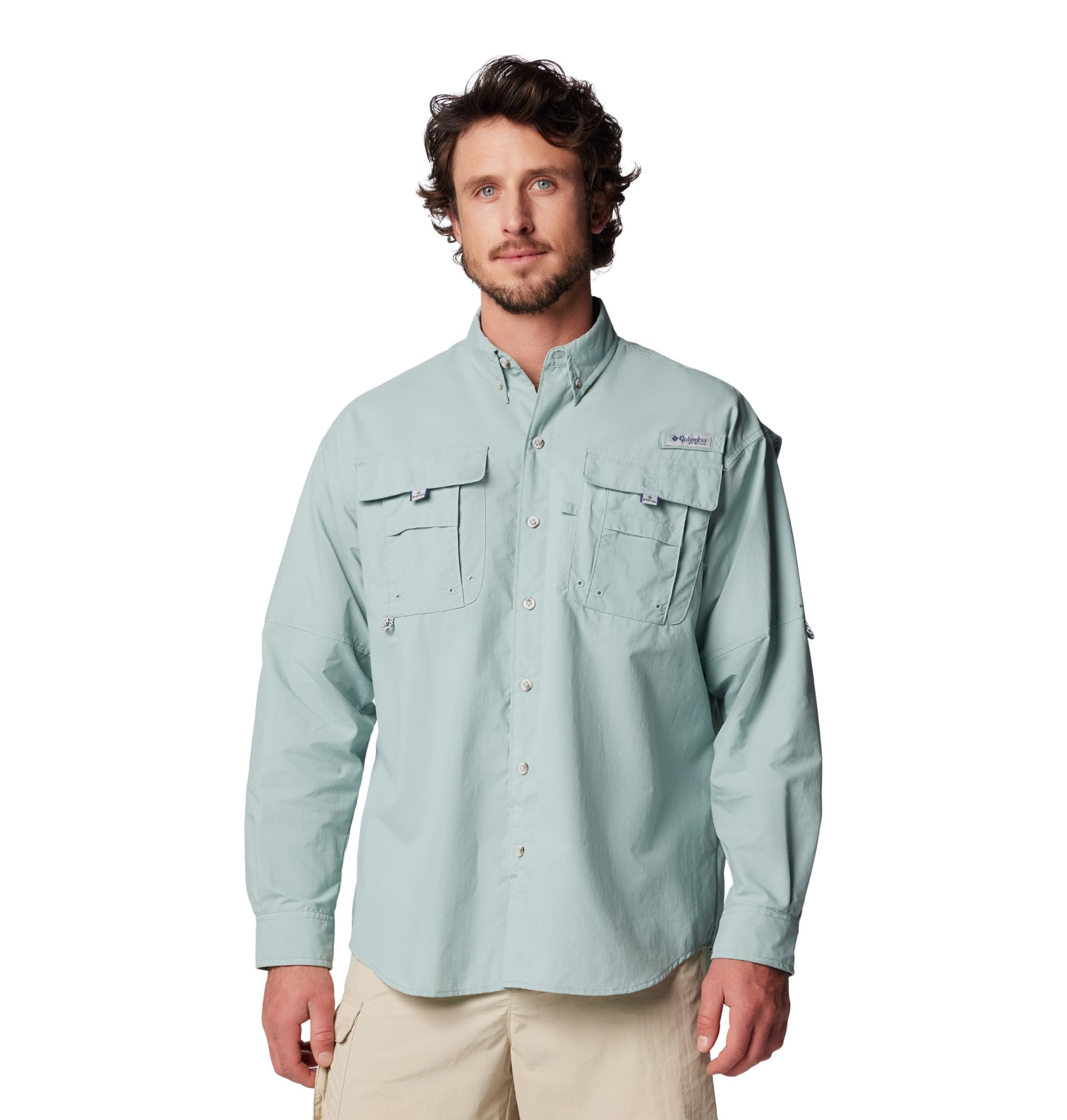 Columbia Mens PFG Bahama II Long Sleeve Fishing Shirt, Crushed Blue, XX-Small Image