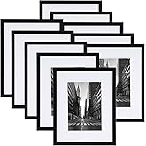 Giftgarden Black 8x10 Picture Frame Set of 10, Matted to 5x7 Picture with Mat or 8x10 Photo without Mat, Multi Frames for Gallery Wall Tabletop Display