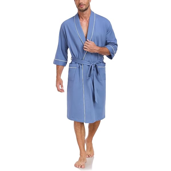 PajamaGram Mens Summer Robe with Pockets - Men Lightweight 100% Cotton Robe,  House Coat for Men, Charcoal Stripe Design, SM at Amazon Men's Clothing  store