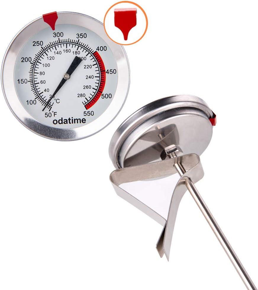 Aveloki Roasting Meat Thermometer,Stainless Steel Classic Fry Meat Thermometer,Silver Easy-Read Face For BBQ Household with Metal Clip