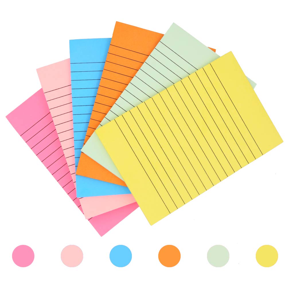 6 Pack Sticky Notes Lined Notepad Memo Stickers for School and Office Supplies, 4 x 6 Inches,6 Colors Collection, 50 Sheets/Pack