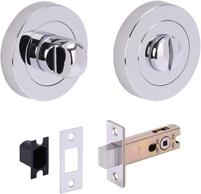 Hunta Bathroom Door Thumb Turn Deadbolt Kit Polished Chrome 76mm