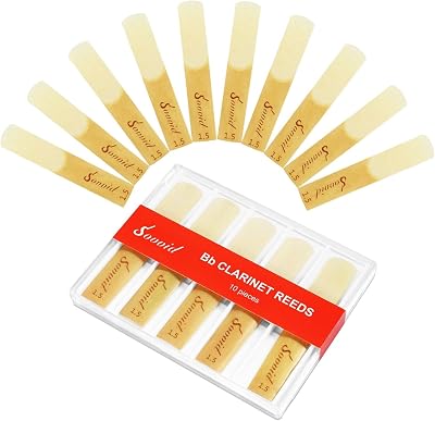 Sovvid Bb Clarinet Reeds 10 Pack Strength 1.5 with Plastic Box