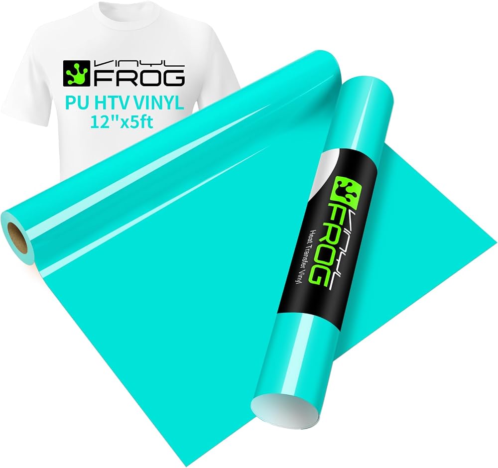 VINYL FROG Bright Teal HTV Vinyl Roll 30.5x155cm Turquoise Heat Transfer