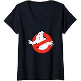 Womens Ghostbusters Original No Ghost Logo Funny Retro Movie V-Neck T-Shirt